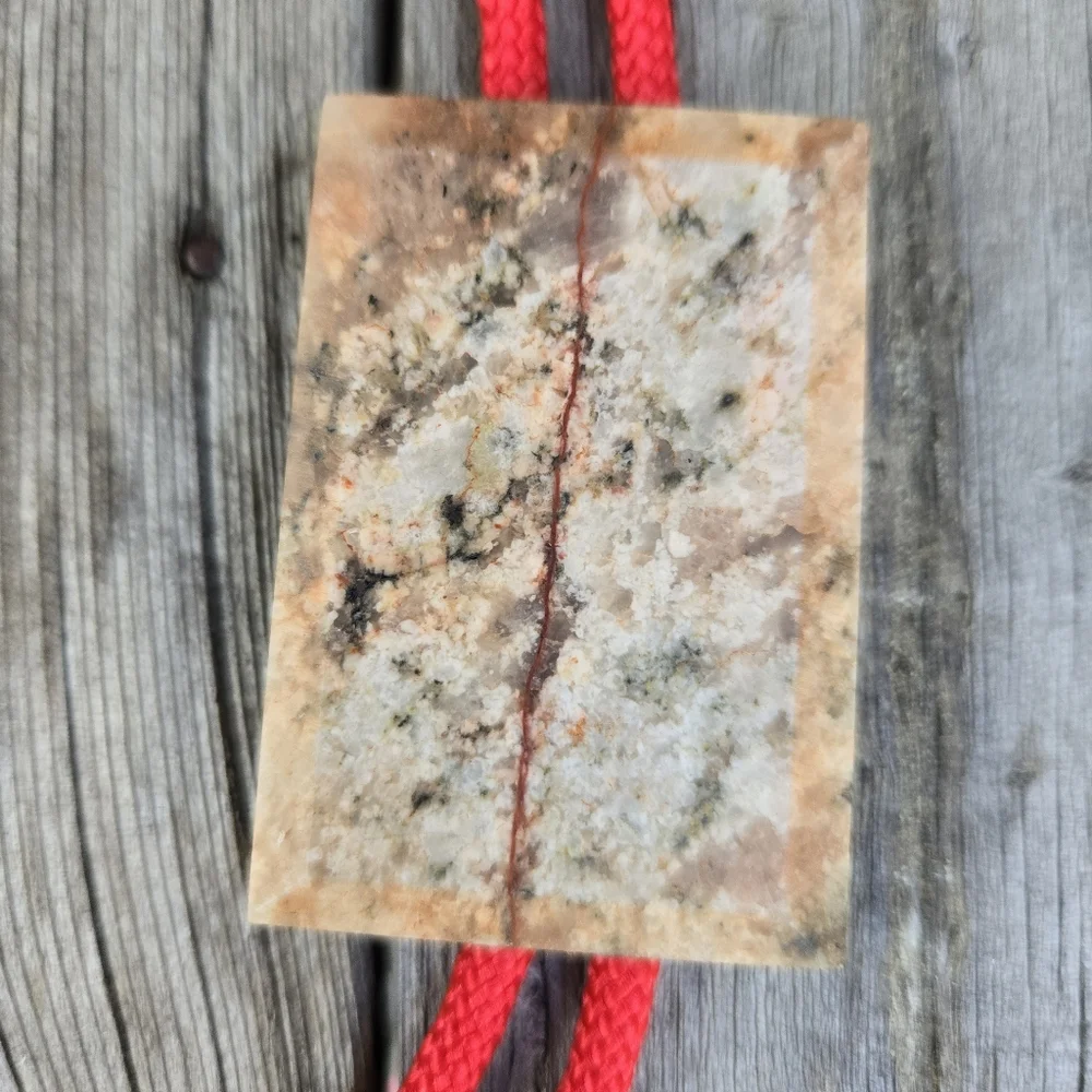Vtg bolero Western tie red cord natural stone